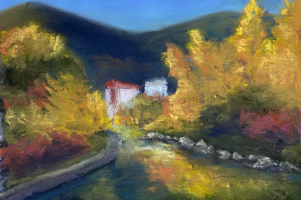 Fall trees with buildings