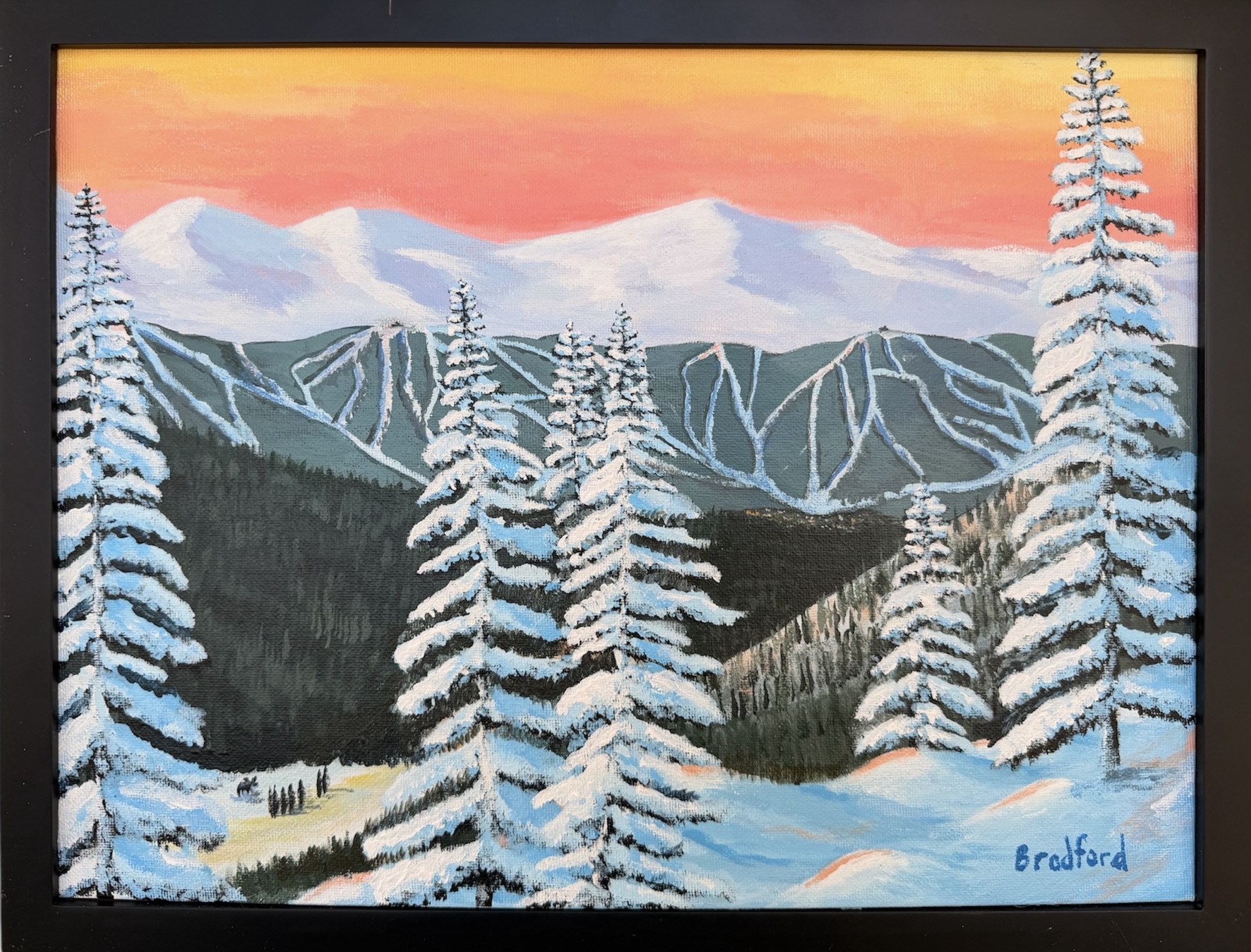 Winter scene with trees and snow